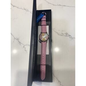 NIB Disney Tinkerbell Watch Pink Embossed Leather Band